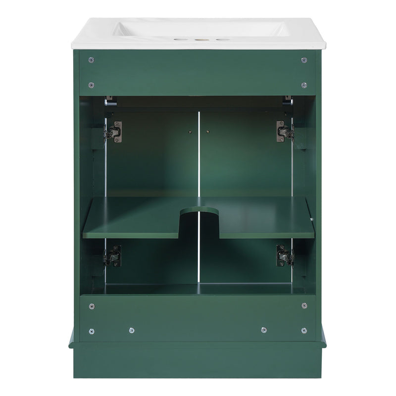 Bathroom Vanity With Integrated Sink, 2 Door Cabinet With Tip Out Drawer, Rectangular Design