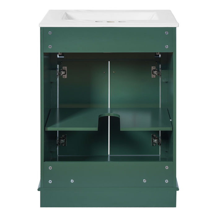 Bathroom Vanity With Integrated Sink, 2 Door Cabinet With Tip Out Drawer, Rectangular Design