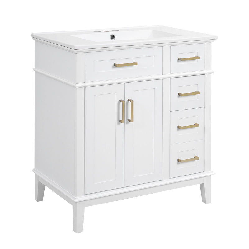 Modern Bathroom Vanity With Ceramic Sink, Soft Close Storage Cabinet