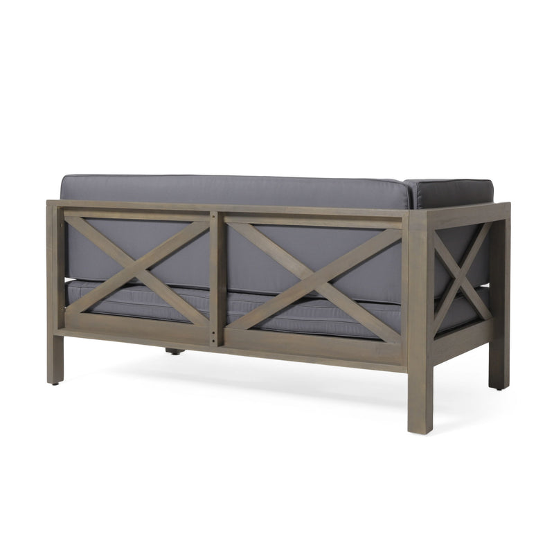 Aura - 2 Piece Outdoor Set With X Back Left Bench And Corner - Dark Gray