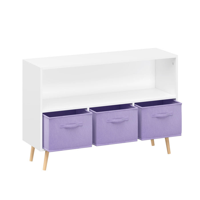 Bookcase With Collapsible Drawers, Book Display Organizer