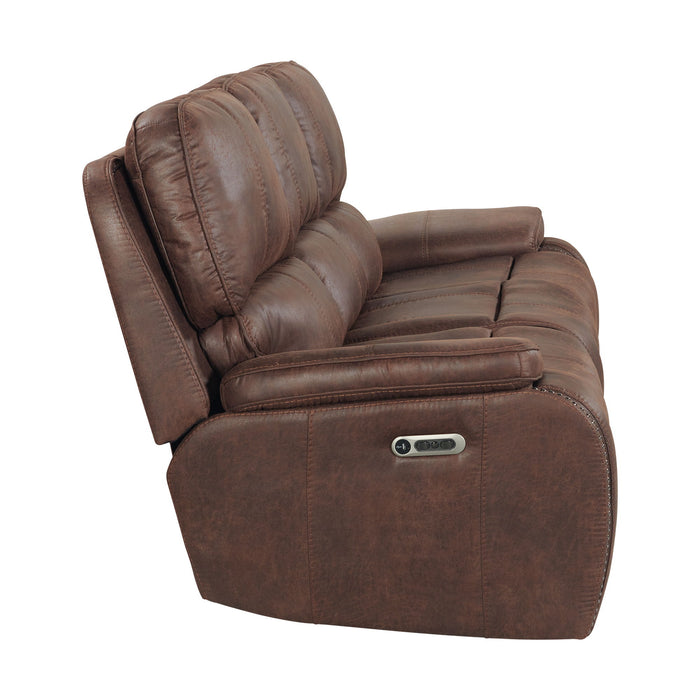 Atlantis - Power Motion Sofa With Power Motion Head Recliner - Heritage Brown