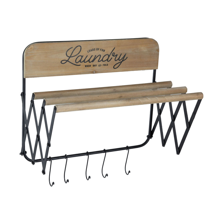 Laundry Rack With Accordion Design - Brown / Black - Black Brown