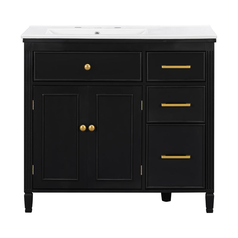 Bathroom Vanity With Sink Top, 3 Soft Closing Drawers