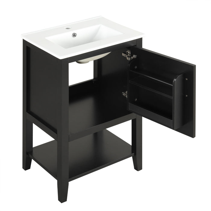 Modern Bathroom Vanity With Sink, Soft-Closing Door And Open Shelf