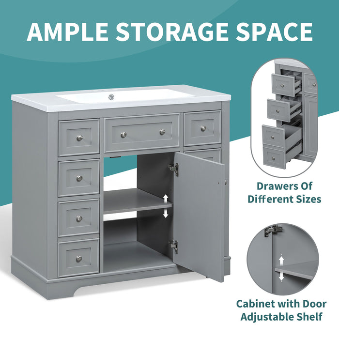 Modern Bathroom Vanity Base Only With 1 Cabinet And 6 Drawers