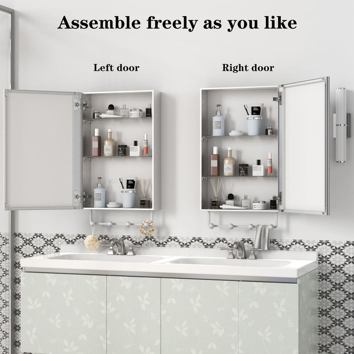 Medicine Cabinet, Wall Mounted Bathroom Mirror With Storage, Adjustable Shelves - Silver