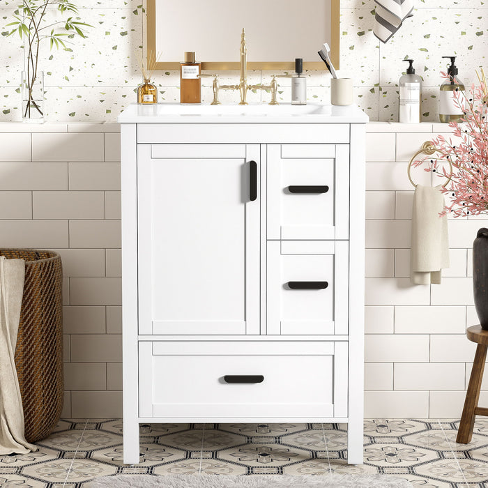 Bathroom Vanity With Sink, Soft-Close Doors, Double-Layer Shelf And 3 Drawers