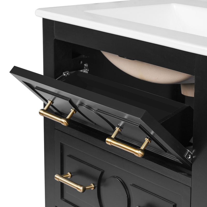 Bathroom Vanity With Sink, Free Standing Single Set, 3 Drawer Storage Cabinet