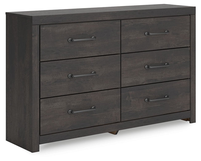 Hollivern - Six Drawer Dresser - Dark Gray