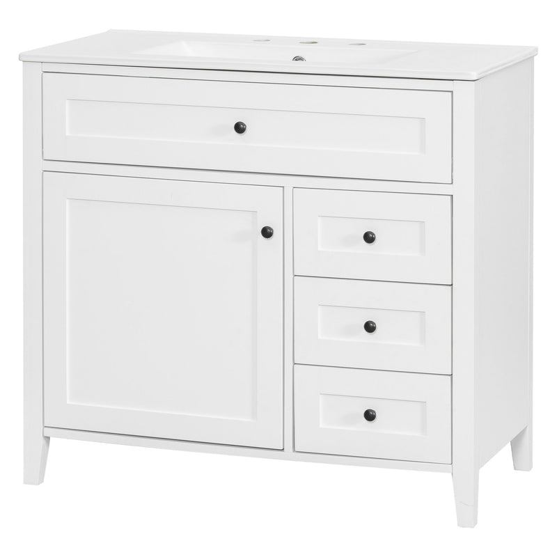 Bathroom Vanity With Sink, Cabinet With 3 Drawers And Adjustable Shelf