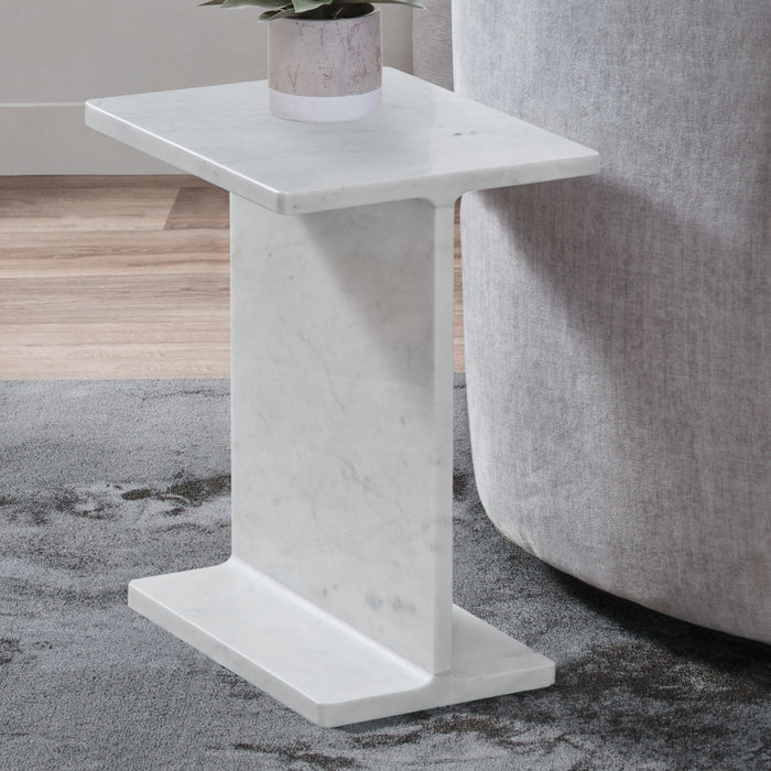 Irma - Marble End Table - I-Beam White