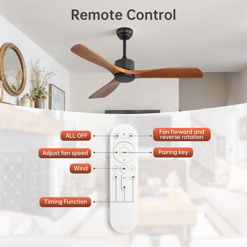 42" Ceiling Fan With DC Reversible Motor, 3 Blades, Timer Function