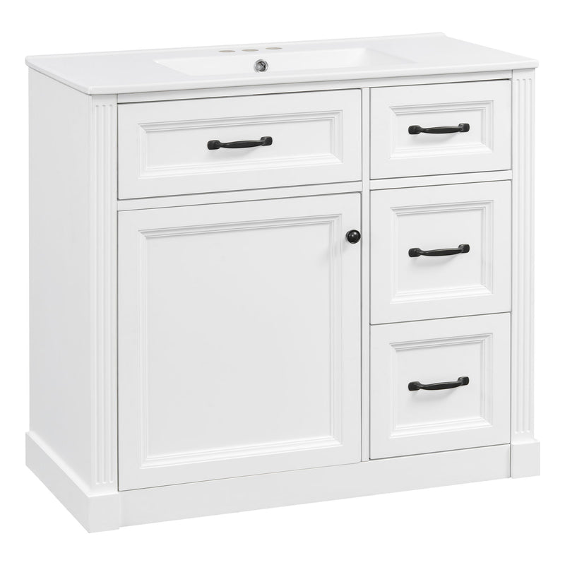 Modern Bathroom Vanity With Sink, 4 Drawers, Soft-Close Door, Adjustable Shelf
