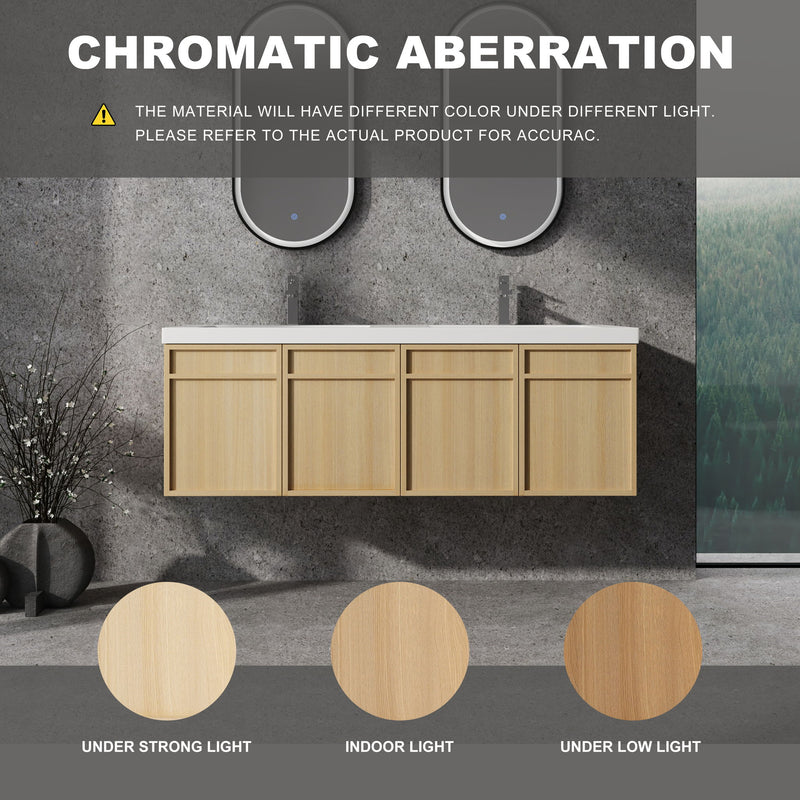 Wall-Mounted Bathroom Vanity With Resin Sink And Soft Closing Doors