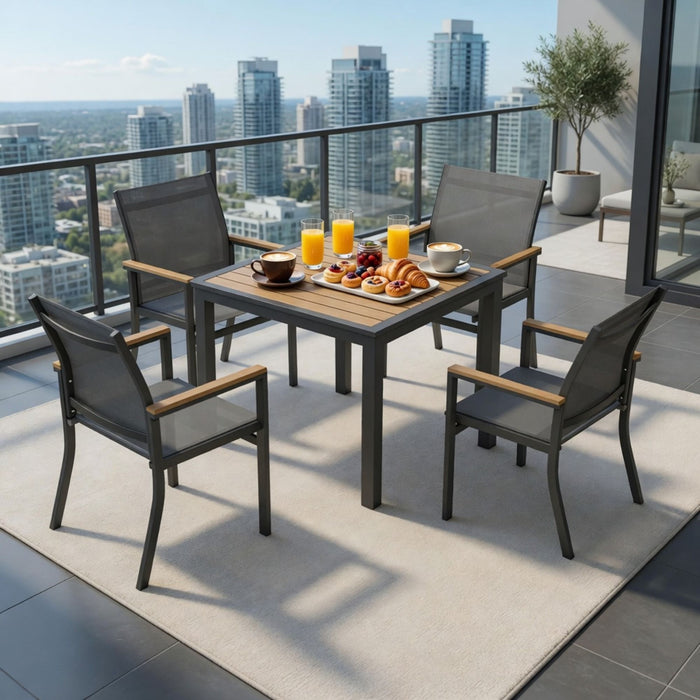 Outdoor Square Patio Slatted Dining Table - Gray