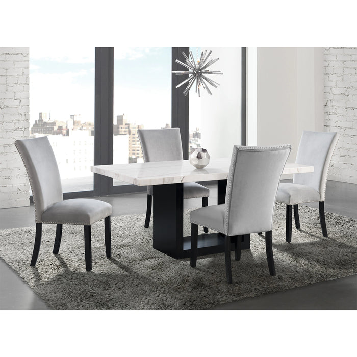 Valentino White 5PC Dining Set-Table & Four Chairs