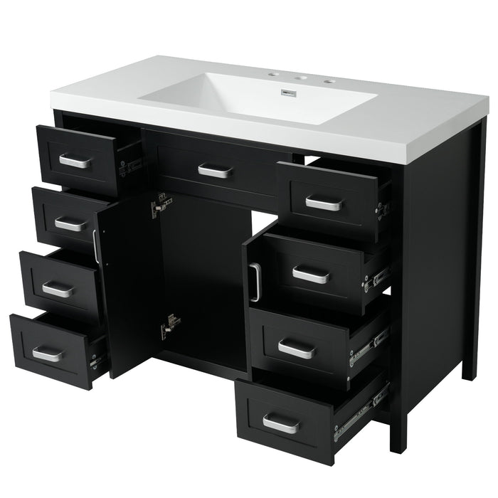 Bathroom Vanity With Sink, 2 Doors 8 Drawers, Soft Close System, Classic Design