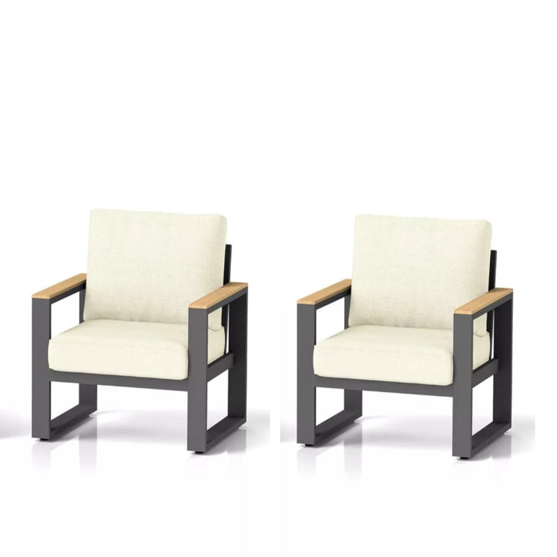 All-Weather Patio Armchairs With Thick Cushions (Set of 2)