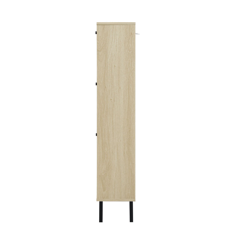 Modern Rattan 3 Door Shoe Rack Cabinet For Entryway
