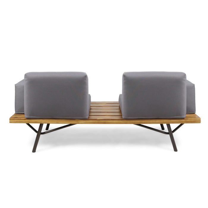 Outdoor Sofa With Cushions And Iron Legs - Dark Gray