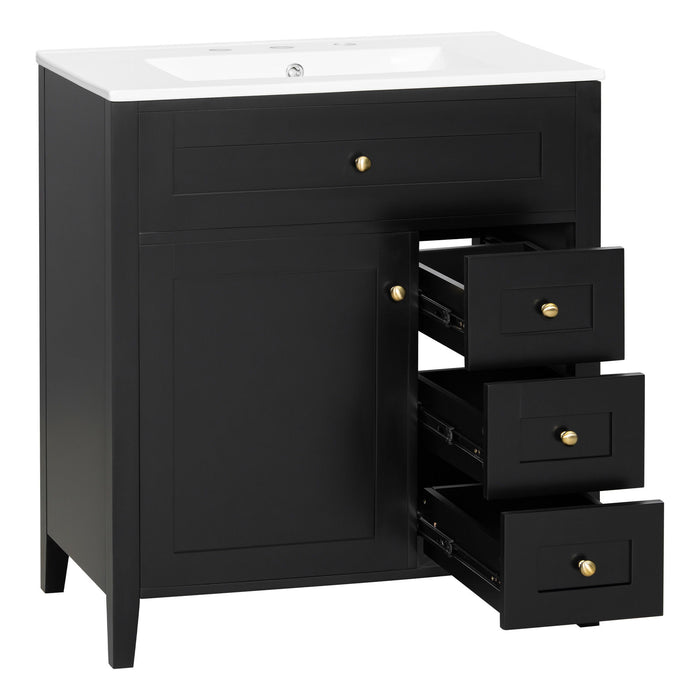 Bathroom Vanity With Sink, 3 Drawers And Adjustable Shelf