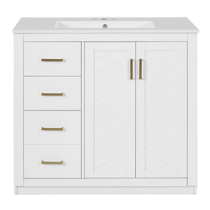 Bathroom Vanity With Sink Combo, Storage Cabinet, Freestanding Set With 3 Drawers & Soft Closing Doors