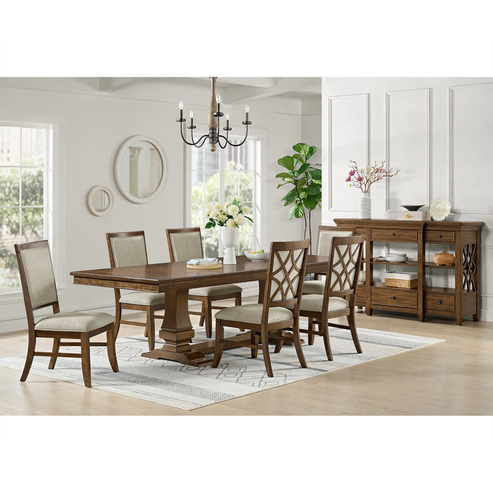 Phillipe Dining Side Chair with Grey Fabric in Cherry (2 Per Carton)