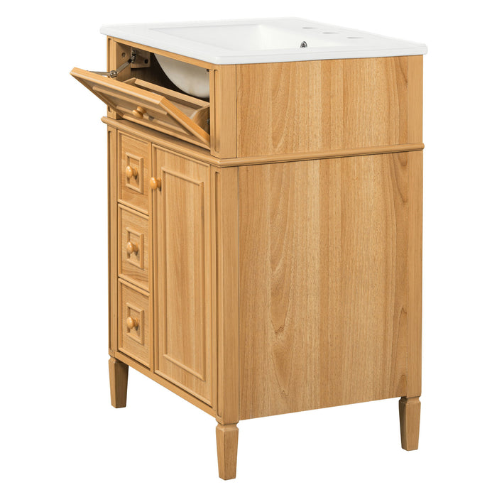 Bathroom Vanity With Flip Out Drawer, 2 Soft-Close Drawers