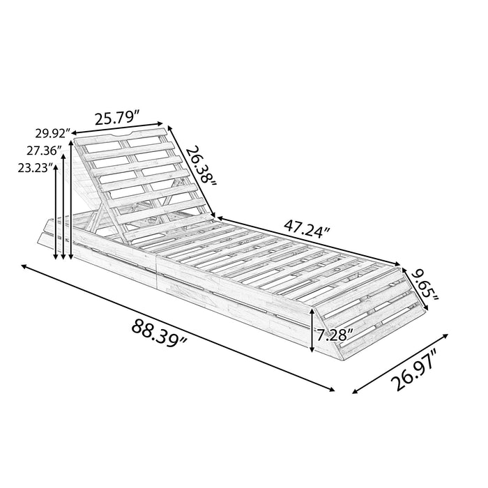 Chaise Lounge Set With 4 Fold Cushion And Built In Headrest