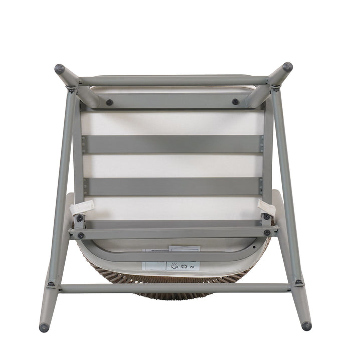 Outdoor Bar Height Metal Frame Counter Stools With Scallop Shaped Backrest & Water Resistant Cushions