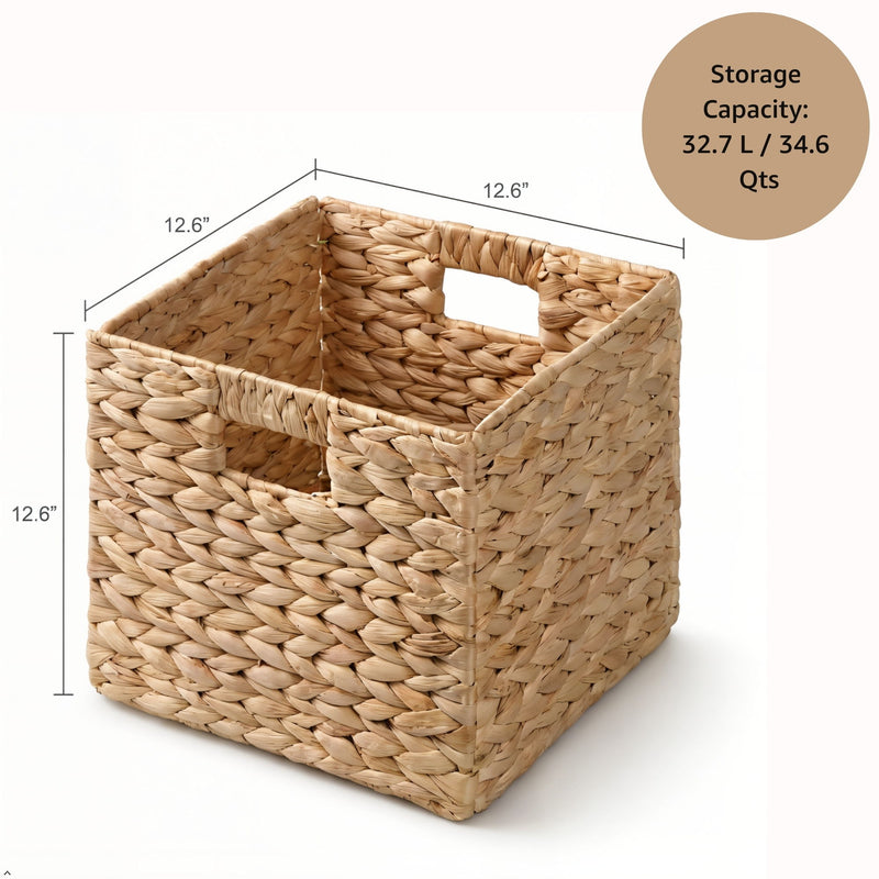 Folding Storage Baskets, Hand Cube Baskets With Cutout Handles Shelf Organizer, Toy Storage, Closet Storage (Set of 2) - Light Brown