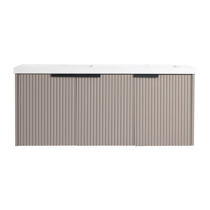 Contemporary Wall Mounted Bathroom Vanity With Resin Double Sink