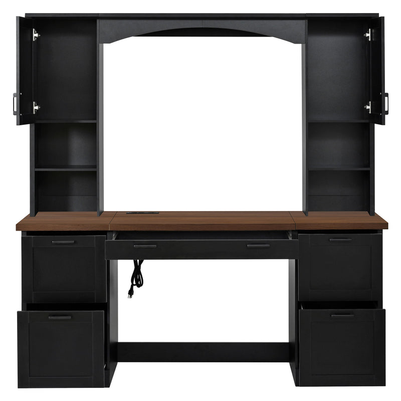Farmhouse Computer Desk With Hutch