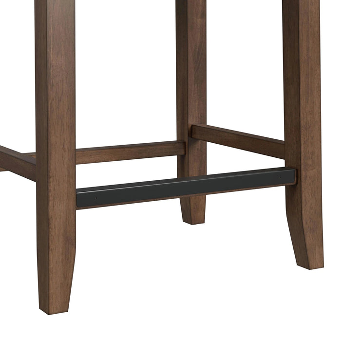 Santa Barbara Kitchen Island & 2 Counter Stools with Dark Grey Fabric in Walnut