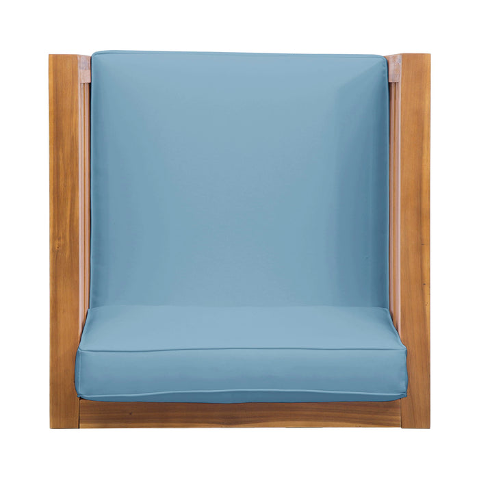 Outdoor Acacia Wood Patio Chair With Fabric Cushion
