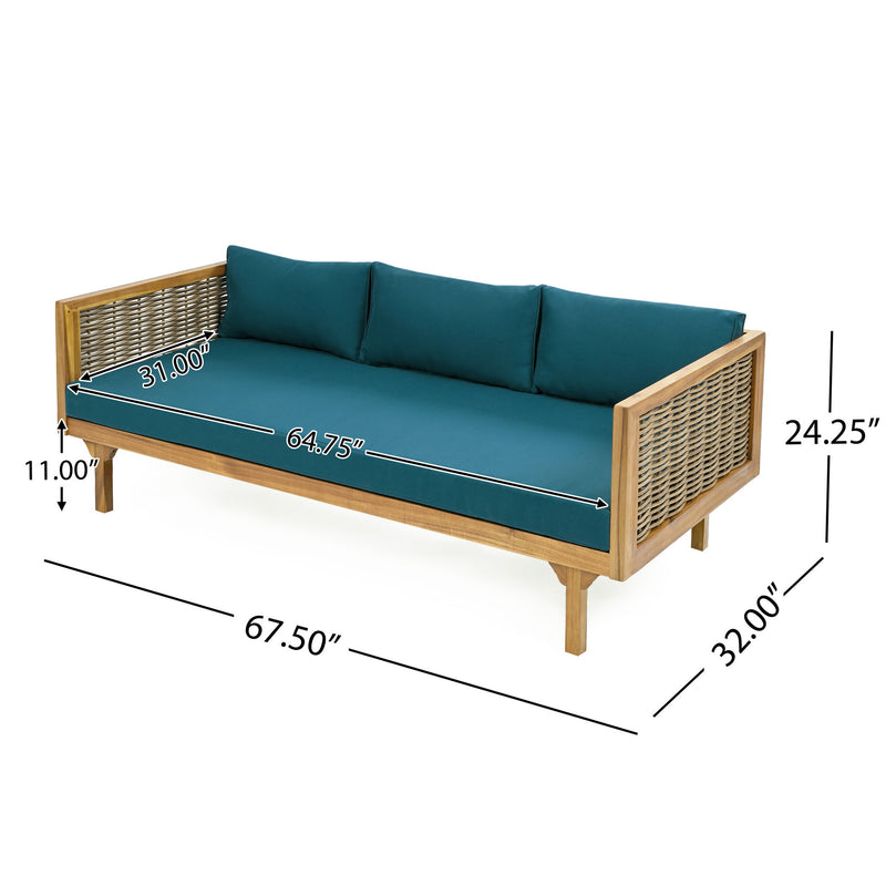 Claremont - 3 Seater Daybed Teak Acacia Wood Water Resistant Cushions