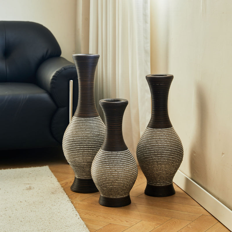 Tall Designer Floor Vase With Elegant 2 Tone