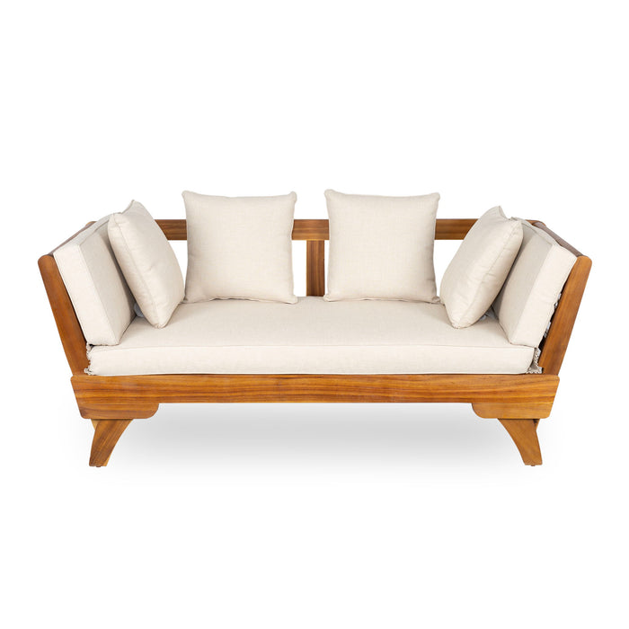 Outdoor Patio Daybed Sofa, 3 Seat Sofa With Foldable Arm 4 Back Pillows