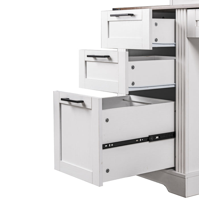 Office Desk With Charging Station & Storage Cabinet
