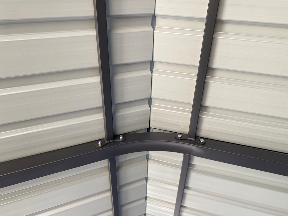 Metal Carport 12 X 20 Ft Heavy Duty With Galvanized Steel Roof Metal Garage Canopy With Galvanized Steel Roof & Frame Car Tent Outdoor Storage Shed For Car Boats And Truck - Alabaster / Dark Gray