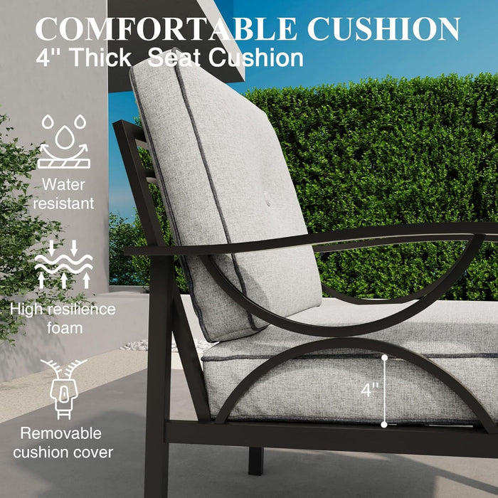 Patio Furniture Set & Coffee Table And Cushions For Backyard