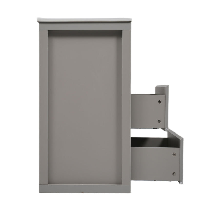 Freestanding Bathroom Vanity With Ceramic Sink, 2 Full Extension Drawers
