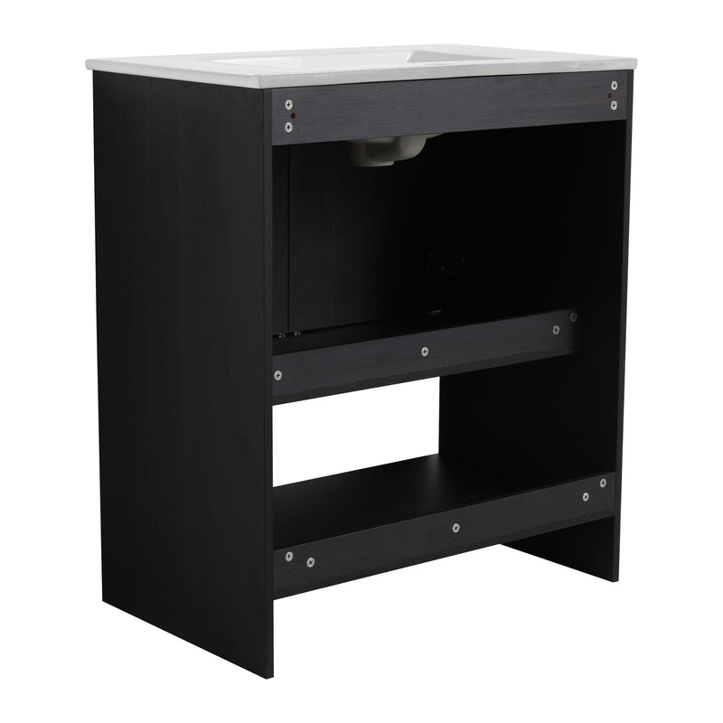 Modern Bathroom Vanity With Ceramic Sink, Freestanding Cabinet, Soft Closing Doors