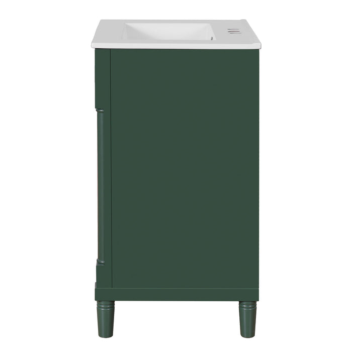 Bathroom Vanity With Integrated Sink, 2 Door Cabinet, Single Sink For Small To Medium Bathrooms