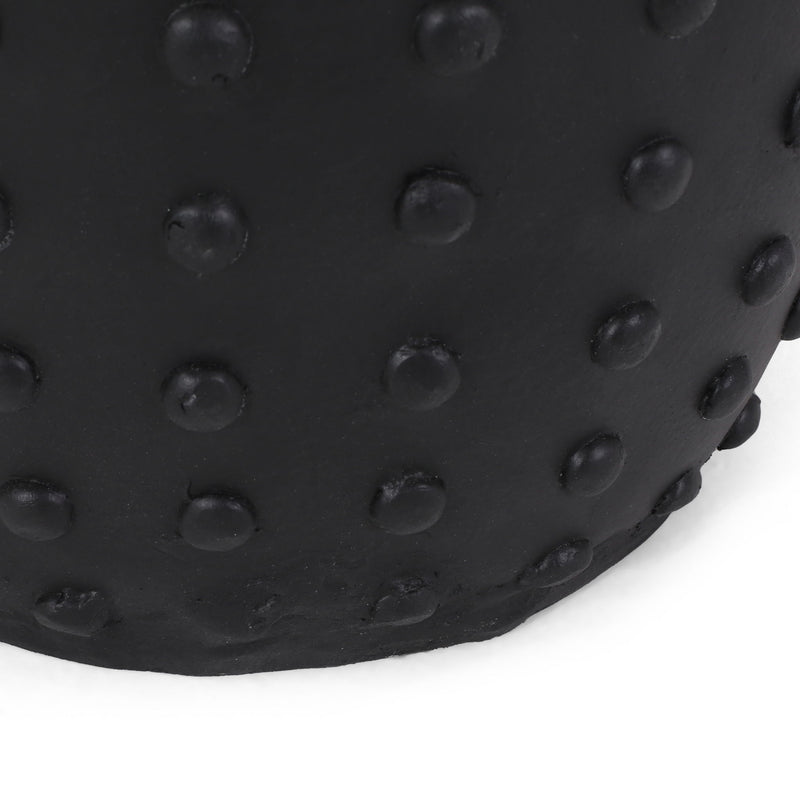 Outdoor End Table With Outstanding Studded Design - Matte Black