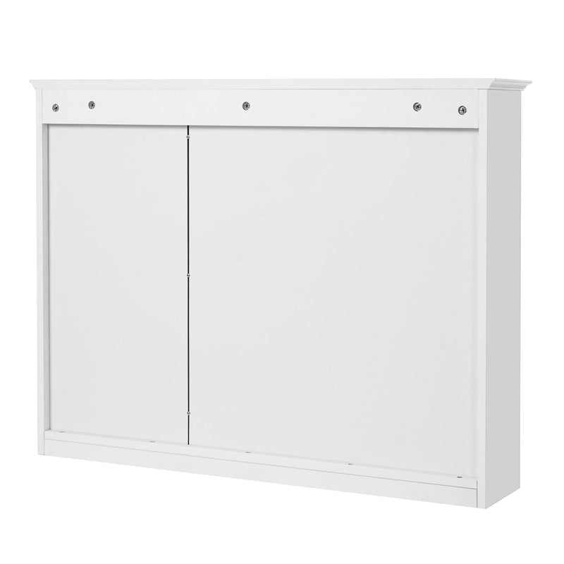 Wall Mounted Medicine Cabinet With Mirror, Adjustable Shelf - White