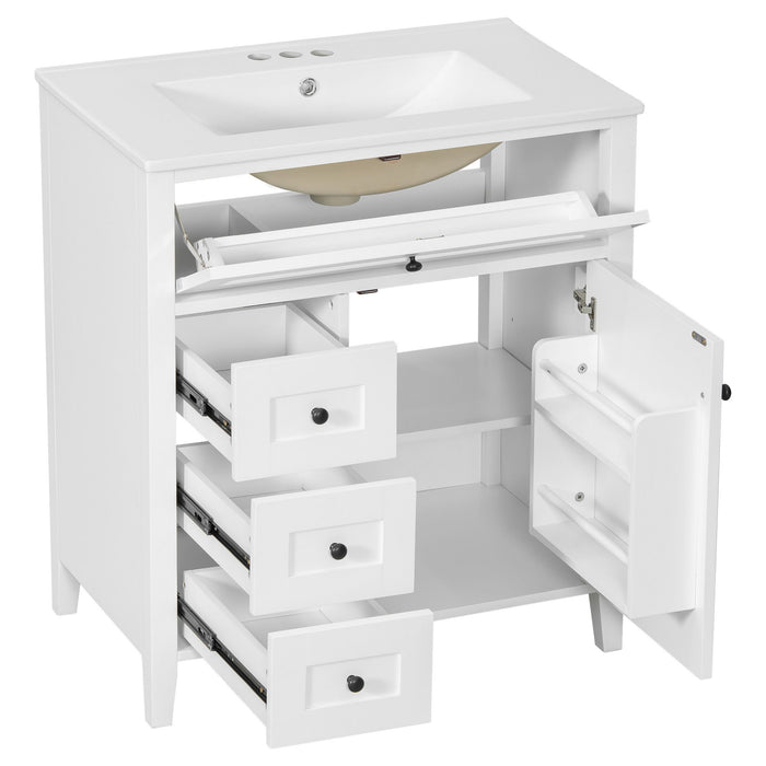 Bathroom Vanity With Sink, 3 Drawers And Adjustable Shelf, Freestanding Storage Unit