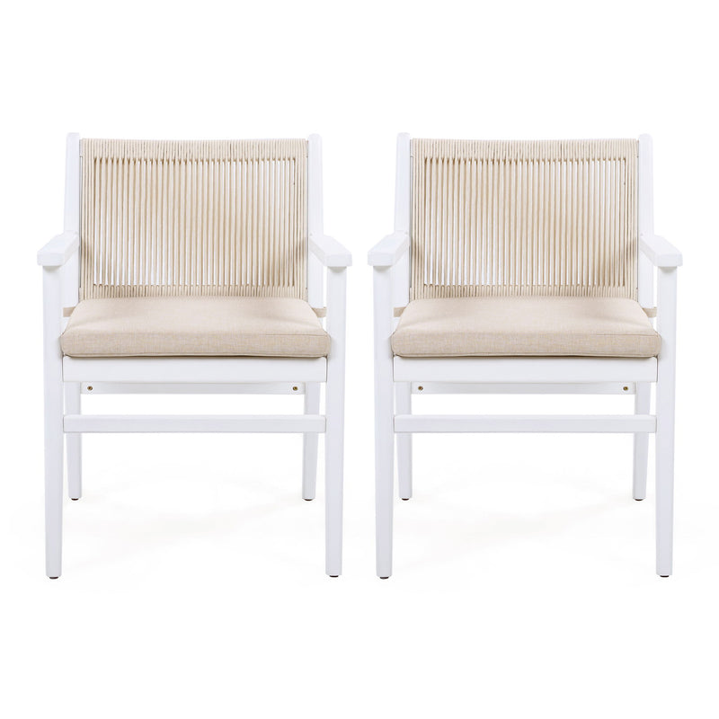 Outdoor Dining Armchair (Set of 2) - Beige / White