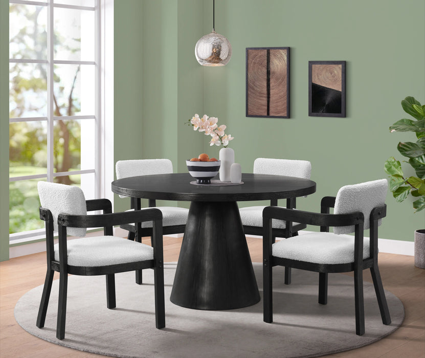 Portland Arm Chair with Snow White Fabric in Black (2 Per Carton)